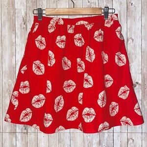 Sam Edelman Jacquard Lip Print Mini Skirt - Size 6 - Red and White